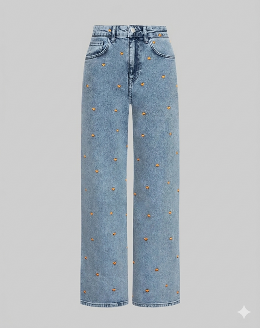 María Vaqueros bootcut con corazónes.